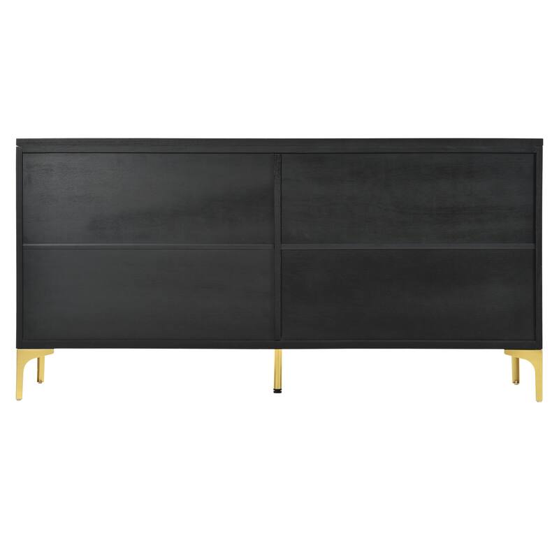 Modern Carved Sideboard Buffet Cabinet with Handleless Push-Open Design, for Living Room, Bedroom and Dining Room