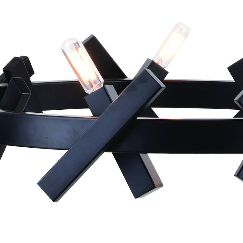 Wells 5 Light Matte Black Contemporary Wheel Chandelier - 28-in W x 6.5-in H x 28-in D