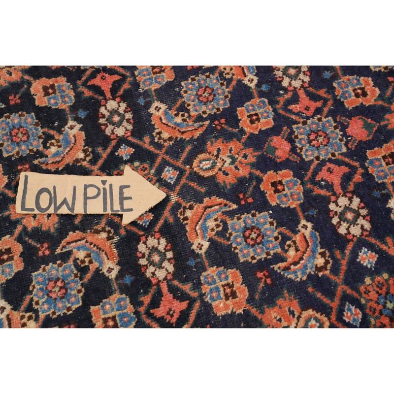Hand Knotted Oriental 100% Wool Carpet Traditional Floral Navy Blue & Blues Tabriz Area Rug - 10' 0'' X 5' 2''