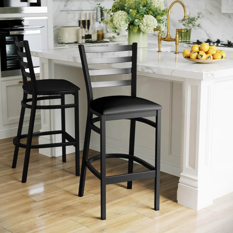 Ladder Back Metal Restaurant Barstool - 17"W x 18"D x 42.25"H