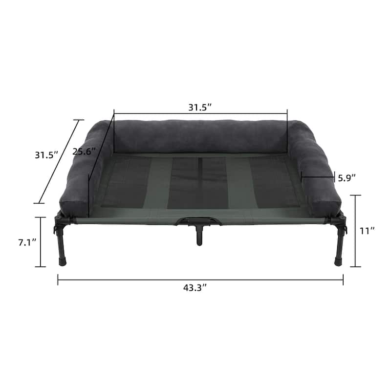 Elevated Dog Bed Bolstered Pet Raised Bed with Fleece Cushion Indoor