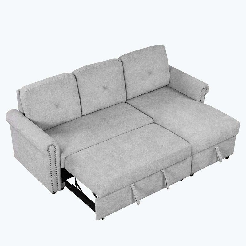 Classic and Cozy L-shape Pull-out Sleeper Sectional Sofa