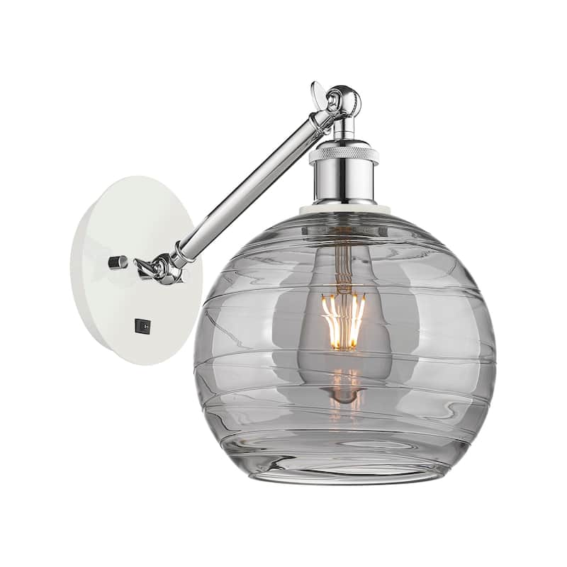 Innovations Lighting 317-1W 10 8 Athens Deco Swirl Sconce Athens Deco - White Polished Chrome / Light Smoke Deco Swirl