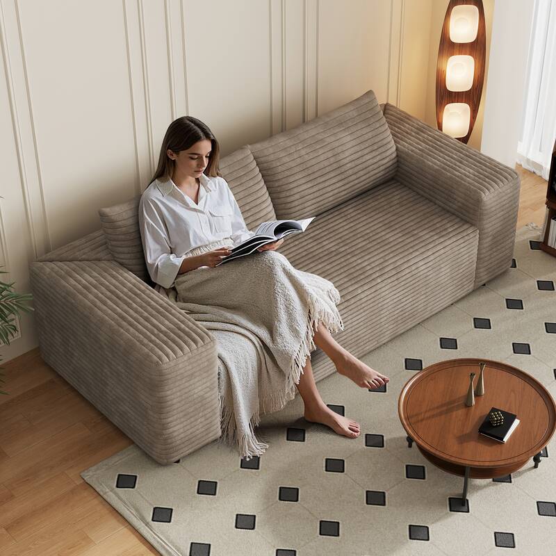 78.8" Corduroy Loveseat Sofa - Deep Seat, No Assembly Required, for Living Room, Bedroom, Apartment