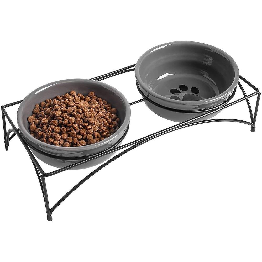 Y YHY Cat Food Bowls, Elevated Cat Bowls, 12 Ounces, Grey