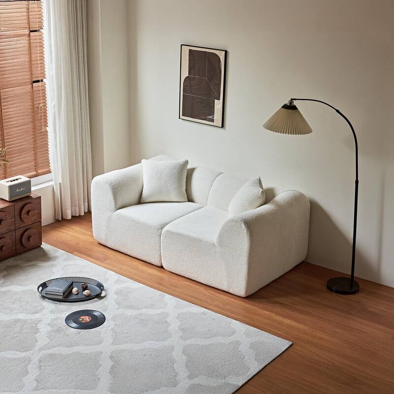 Velvet 2-Seater Sofa Couch, Chaise Lounge Sofa with High-Density Cushions, Corduroy Loveseat Sofa Recliner Sofa