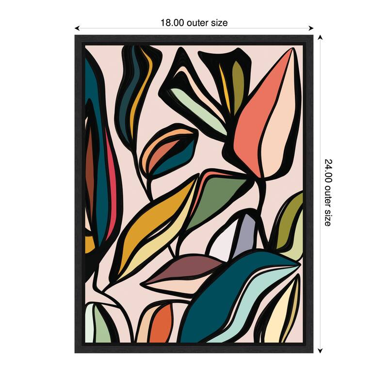 Kate and Laurel Fanciful Ficus Expansion by Alicia Bock Framed Canvas Wall Art Print