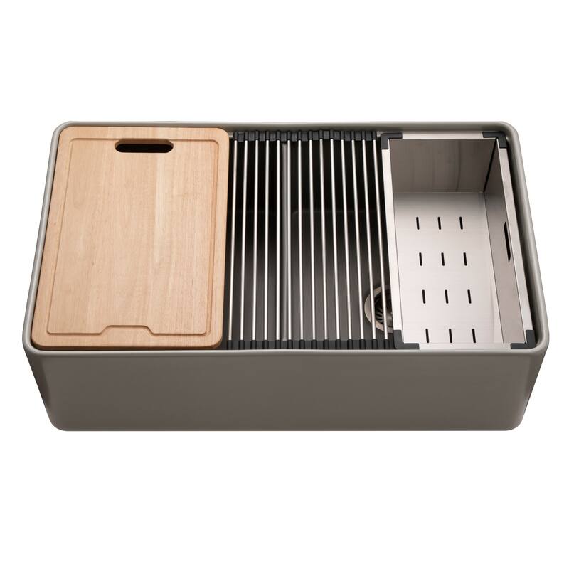 Houzer PTW-3320SD Aspire 33" Farmhouse Double Basin Fireclay Kitchen