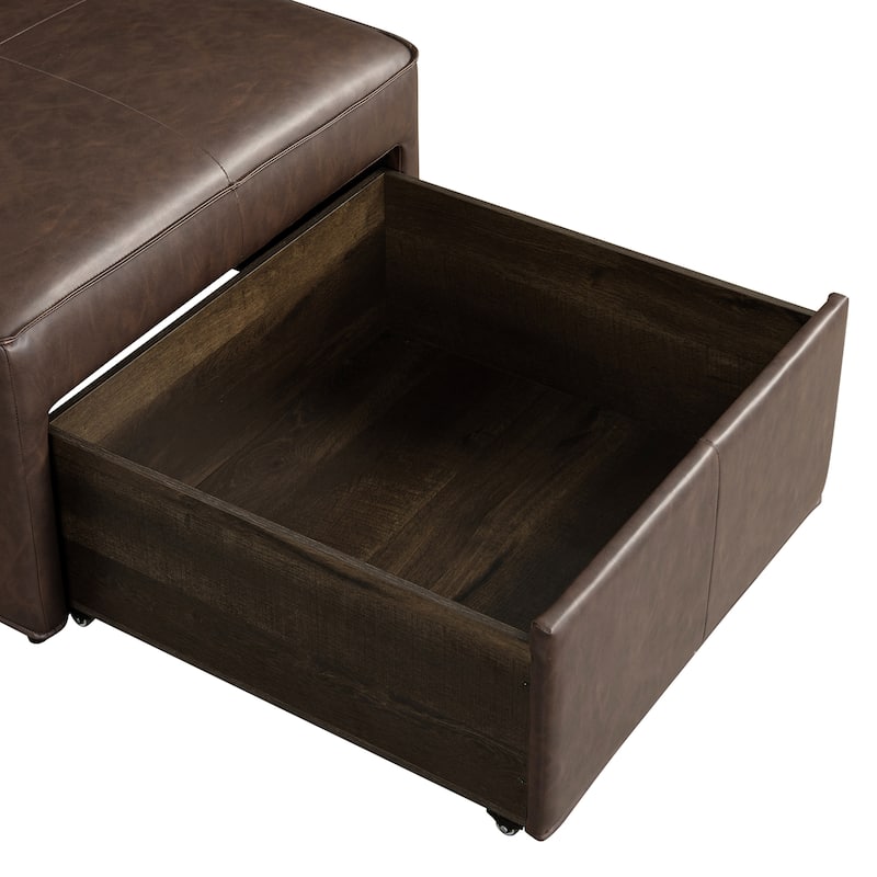 Studio Living Hanson Storage Ottoman in Faux Leather