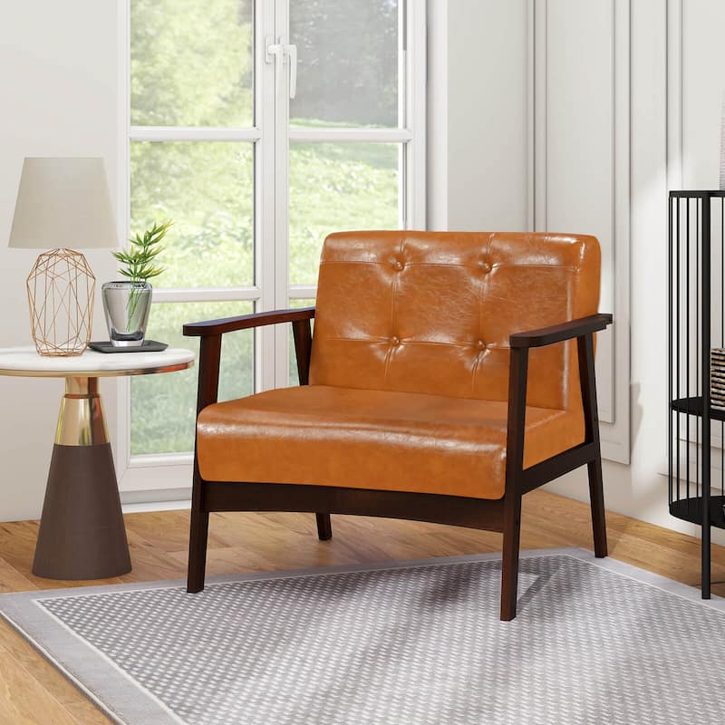 Costway 2PCS Accent Chair Button Tufted Mid-century Modern Lounge - See Details