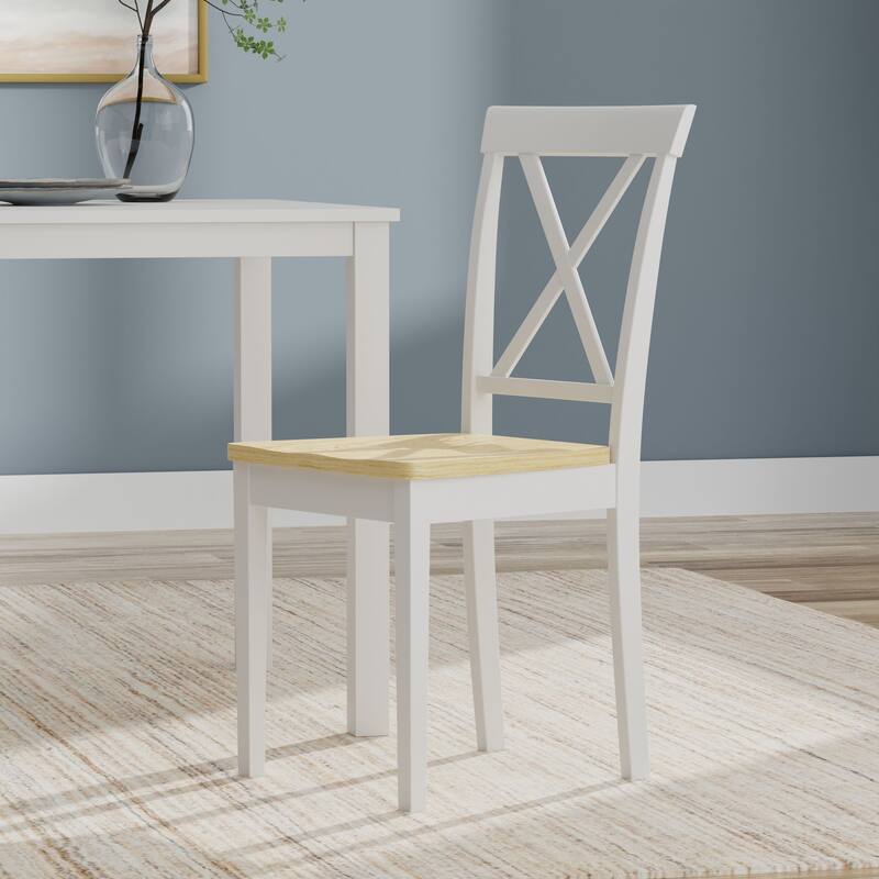 3-Piece Dining Set, 48" Rectangle Wood Table and X-Back Chairs