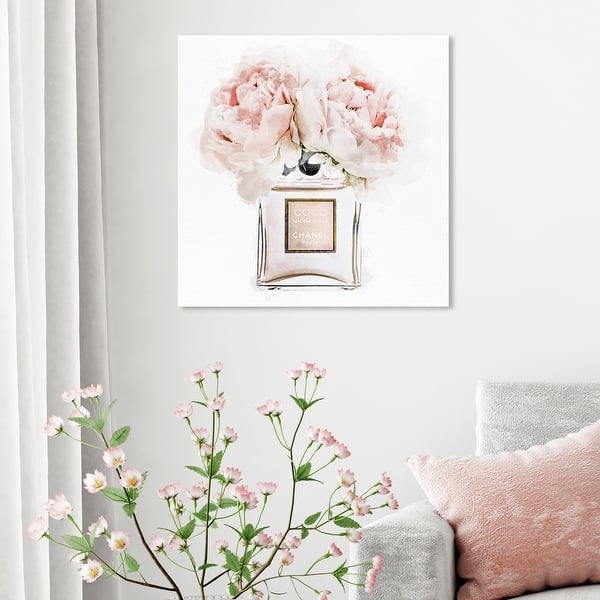 Oliver Gal Fashion and Glam Wall Art Canvas Prints 'Dawn Morning Bouquet  Peach' Perfumes - White, Pink - Bed Bath & Beyond - 30765100
