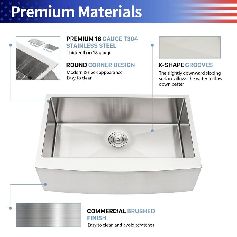 Farmhouse Apron Single Bowl Stainless Steel Kitchen Sink