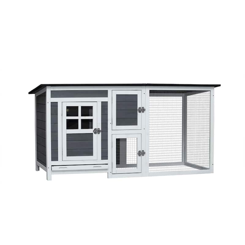 Outdoor Indoor Chicken Coop Small Animal House with Running Cage