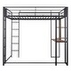preview thumbnail 9 of 9, Full Metal Loft Bed with 2 Shelves, 2 built-in ladders and Desk, Black