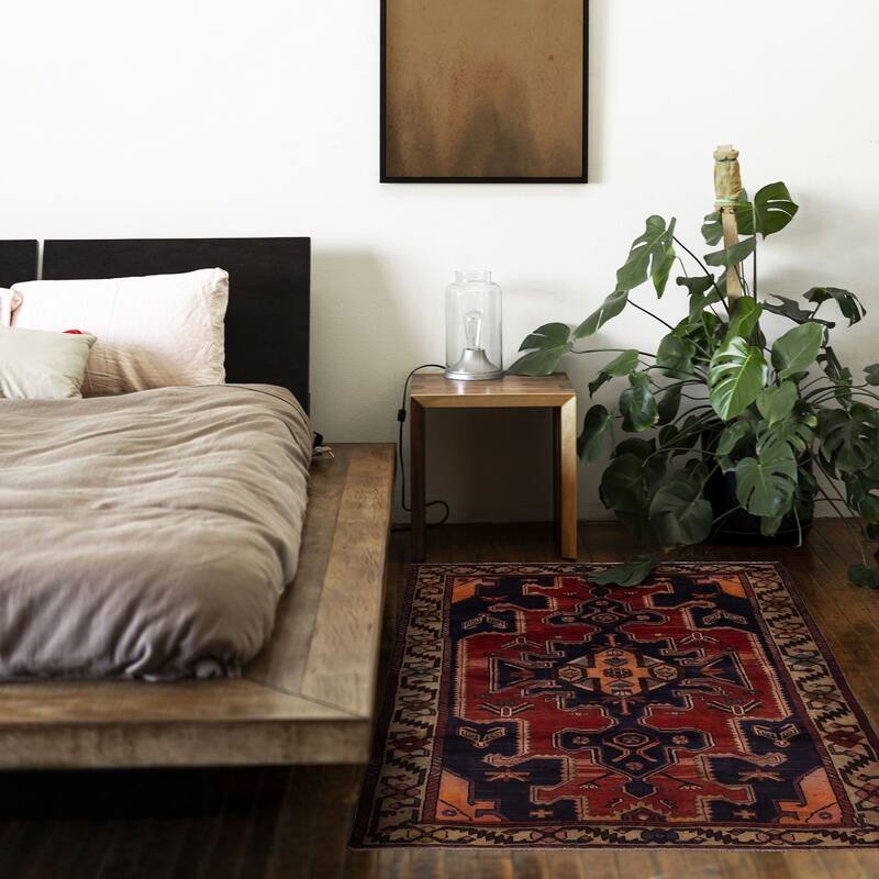 ECARPETGALLERY Hand-knotted Anatolian Vintage Dark Navy, Red Wool Rug - 5'2 x 7'5