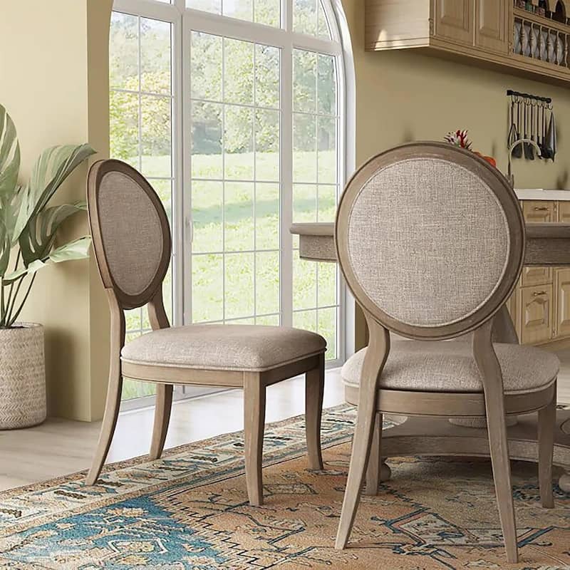 Transitional Rustic Oak Finish Side Chairs Set