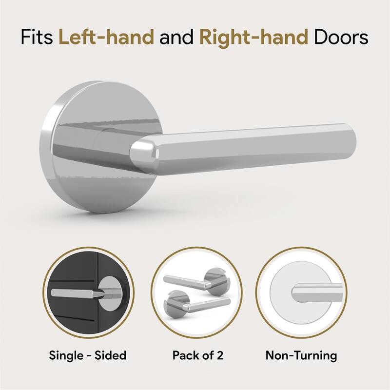 Mega Handles RONN Dummy Flat Door Lever, Non-Turning Reversible Door Handle for Closet, French, Pantry Doors, Easy Installation