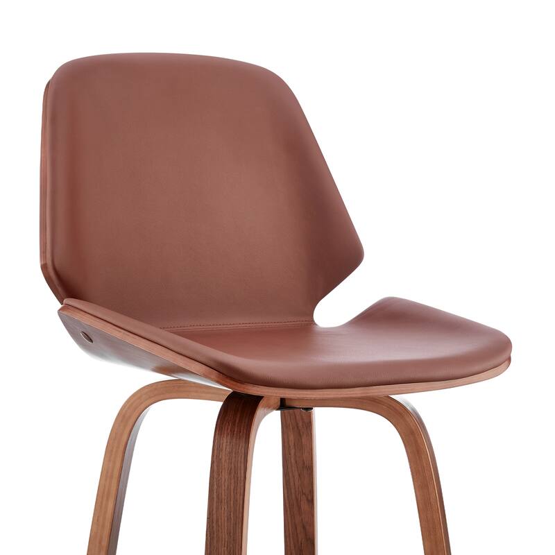 Arabela Faux Leather and Wood Swivel Counter Stool - Walnut