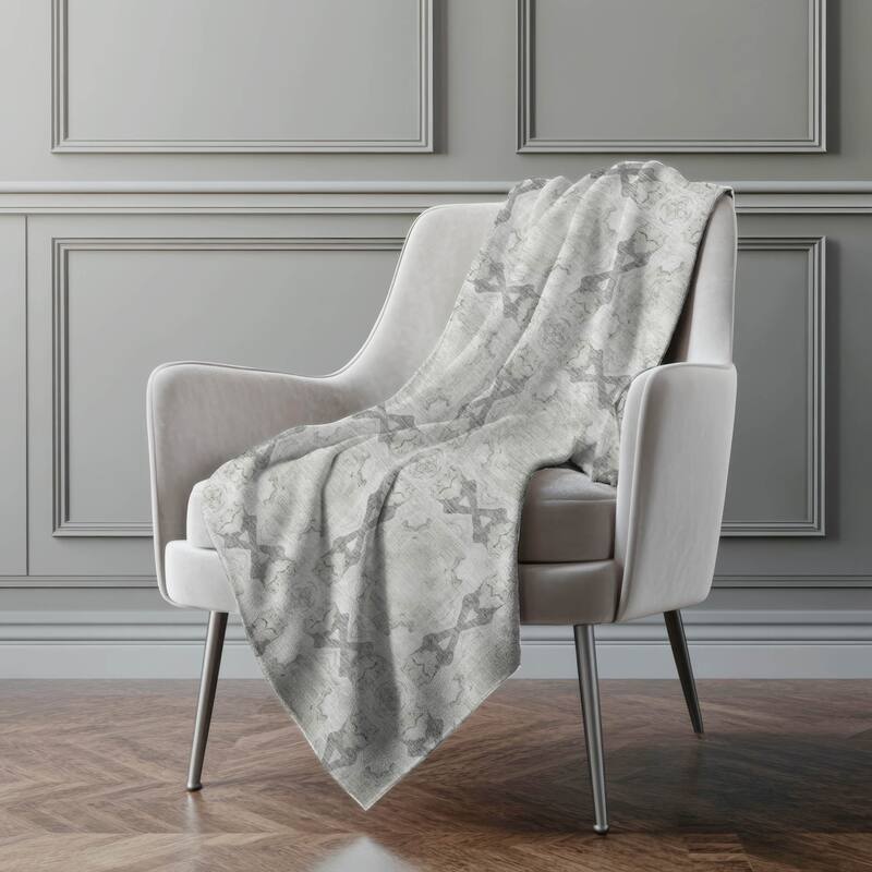 Premium Machine Washable Boho Moroccan Sherpa Throw Blanket - Ivory - 4'2" x 5'10"