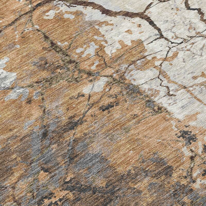 Machine Washable Indoor/ Outdoor Modern Crackle Chantille Rug