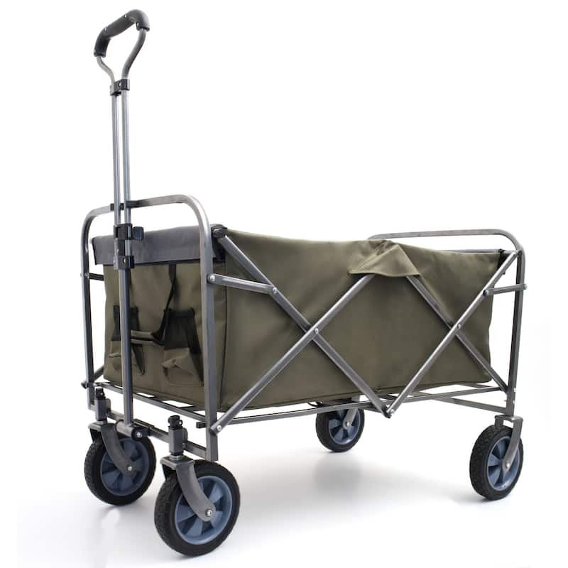 Outdoor Garden Multipurpose Micro Collapsible Beach Trolley Cart Camping Folding Wagon - Grey