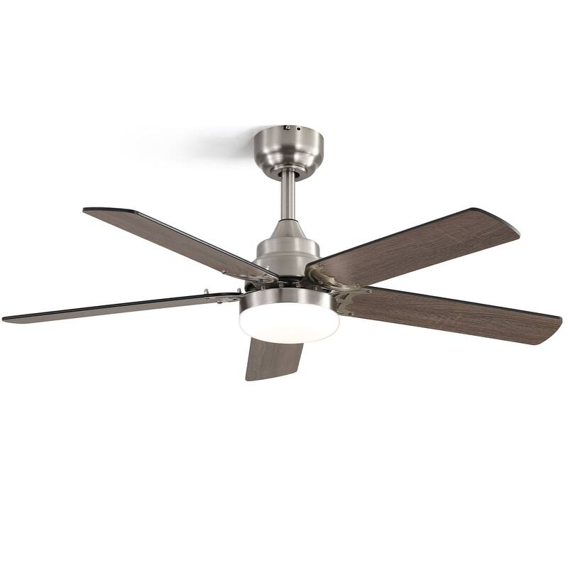 Sofucor 42 Inch Low Profile Ceiling Fan with Light and Remote Control,for Bedroom Living Room Kitchen Patio,Quiet DC Motor - Deep wood grain MDF Blades