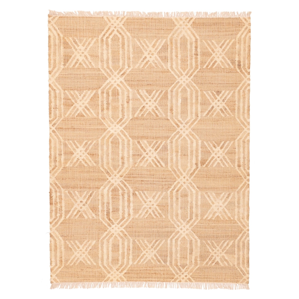 ECARPETGALLERY Flat-Weave Palas Denizli Tan Jute Kilim - 5'7 x 7'6