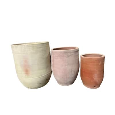 Decorative Terracotta Round Standing Vase - 23.5" - Set of 3