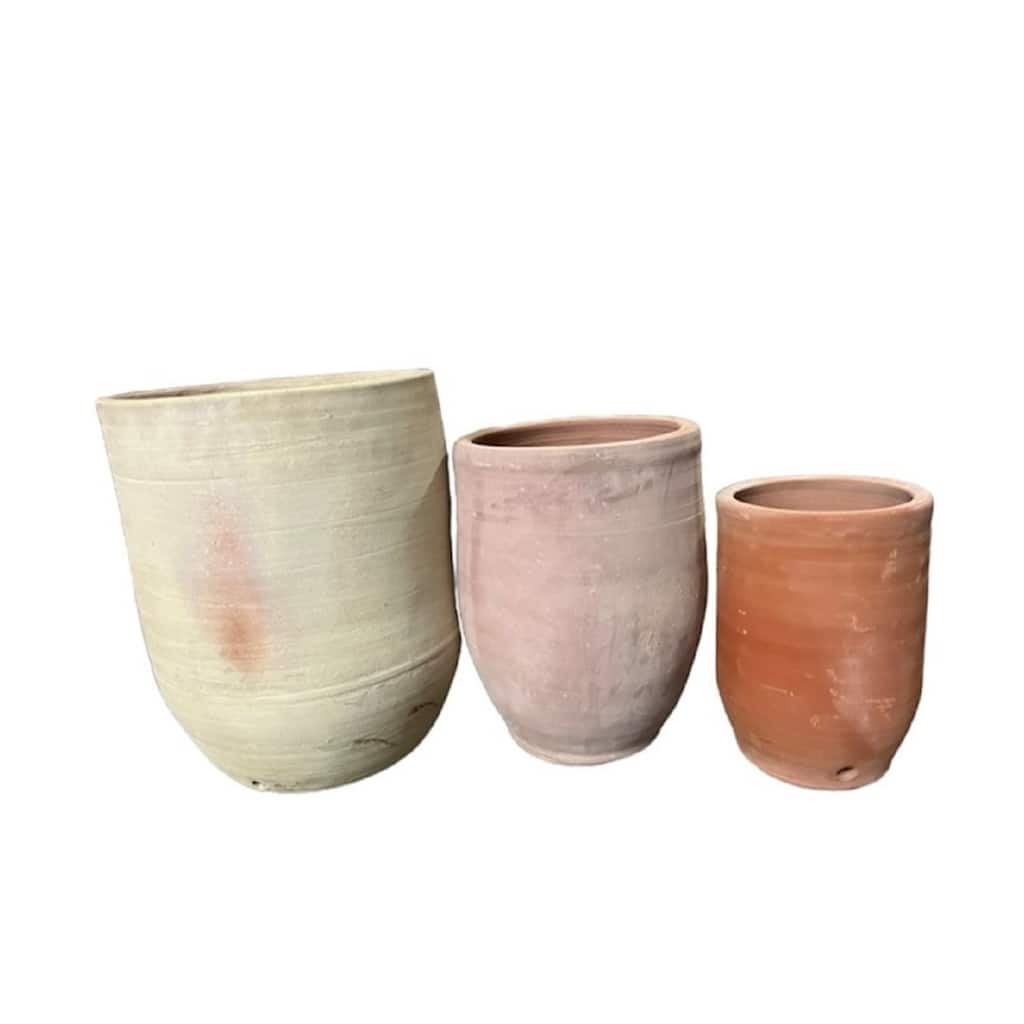 Decorative Terracotta Round Standing Vase - 23.5" - Set of 3