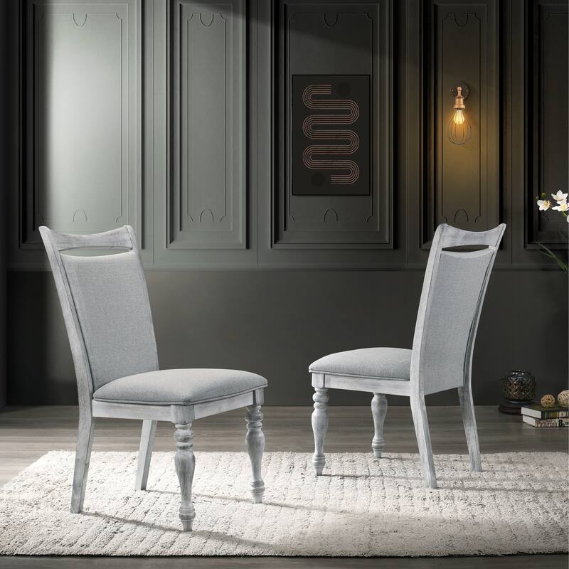 5-Piece Distressed Dining Set with Round Pedestal Table & Chairs