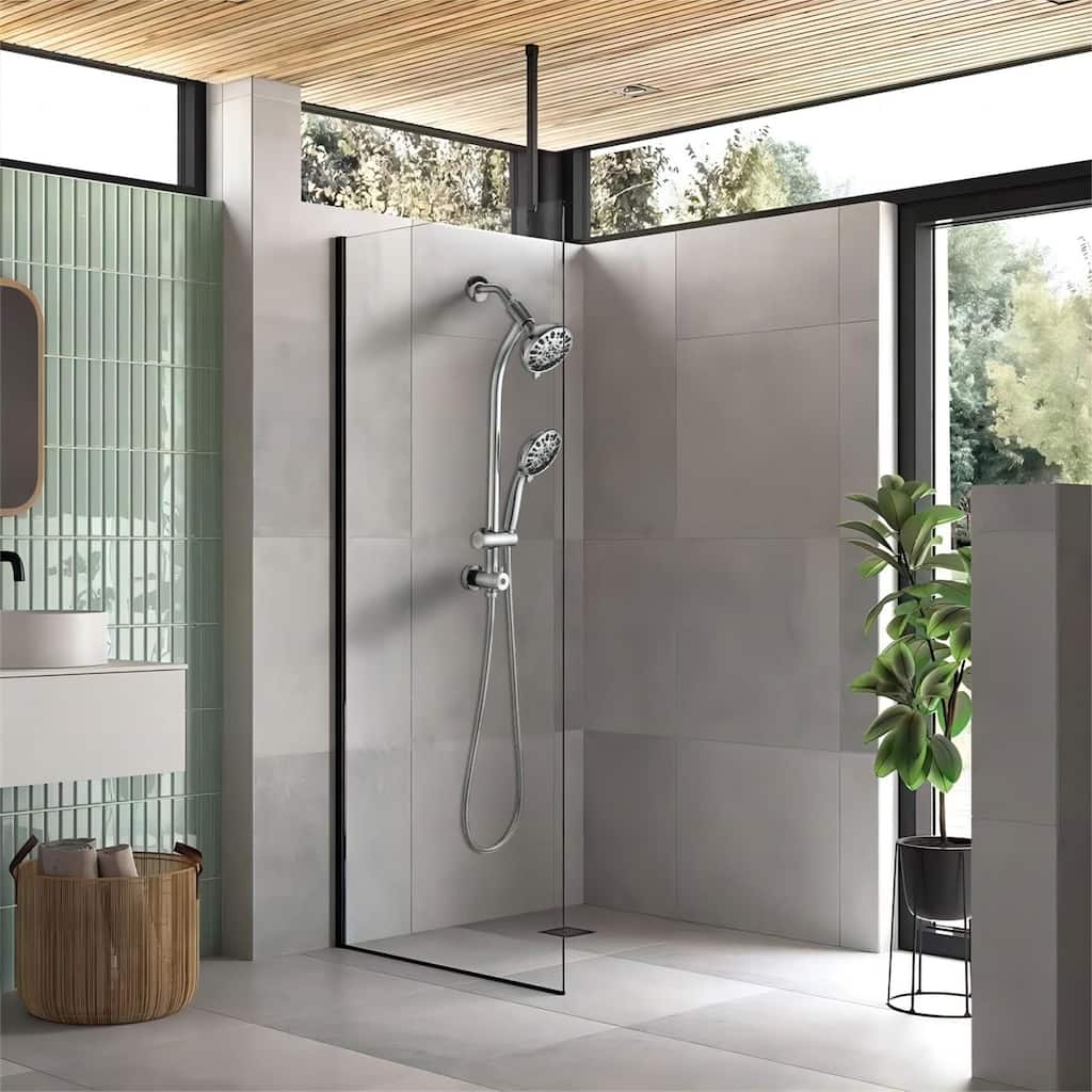 Roomfitters Dual Shower Head System with Slide Bar, Fixed and Handheld Shower Faucet Set with Adjustable Sprayer Hose