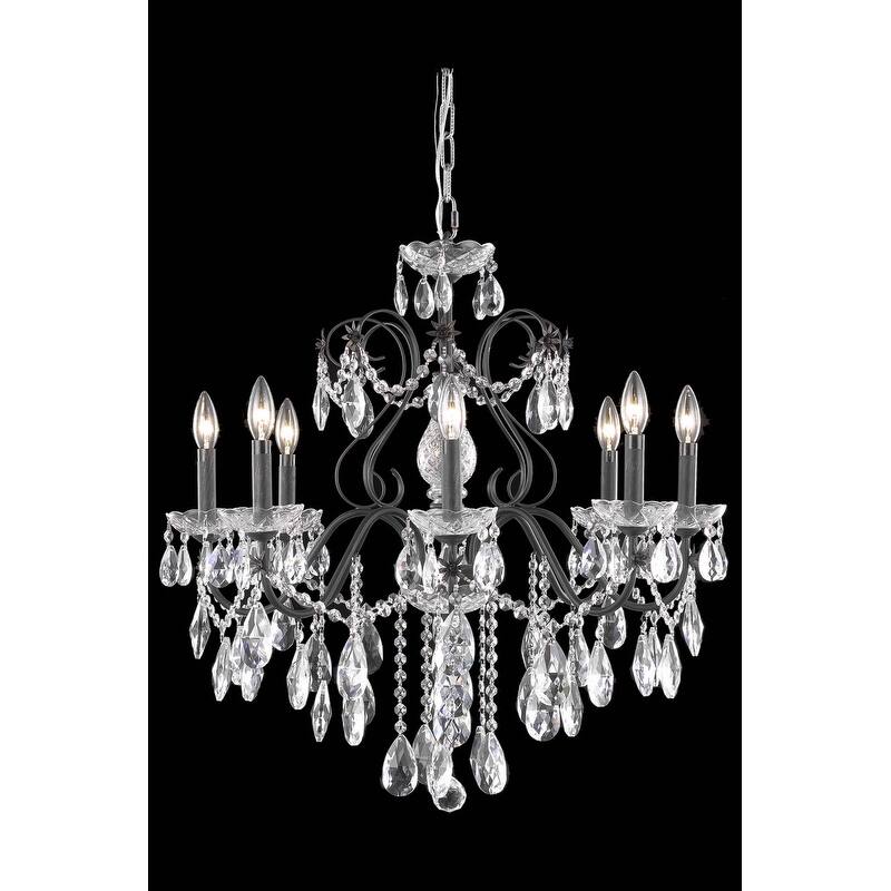 Fleur Illumination Collection Chandelier D:26in H:23in Lt:8 Dark Bronze Finish - Dark bronze/royal cut crystals