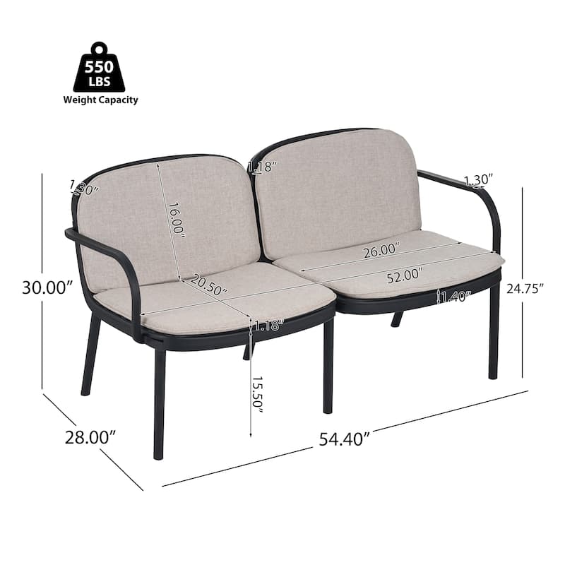 Roomfitters Luna Outdoor Chat Set 3 Piece Polypropylene Frame Cushioned Seating