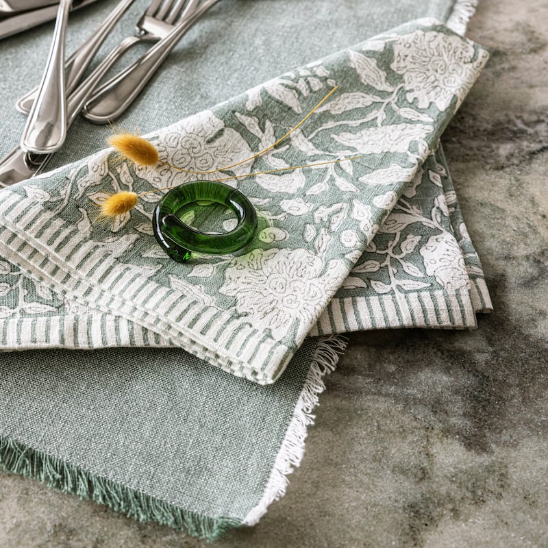over&back 100% Cotton Frayed Chambray Placemats - Set of 4