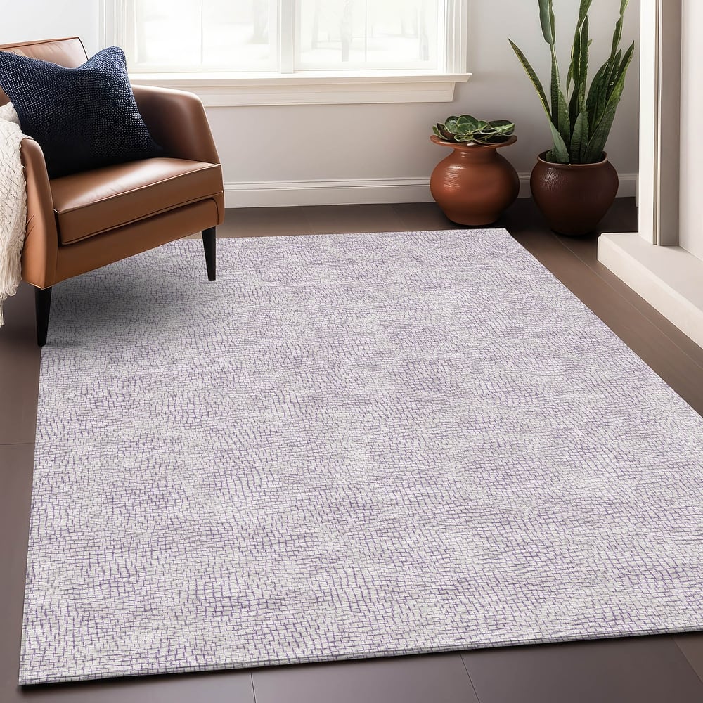 Machine Washable Indoor/ Outdoor Solid Causal Chantille Rug
