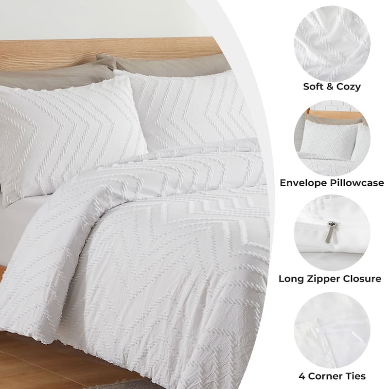 Clipped Jacquard Geometric Duvet Cover & Pillowcase Set