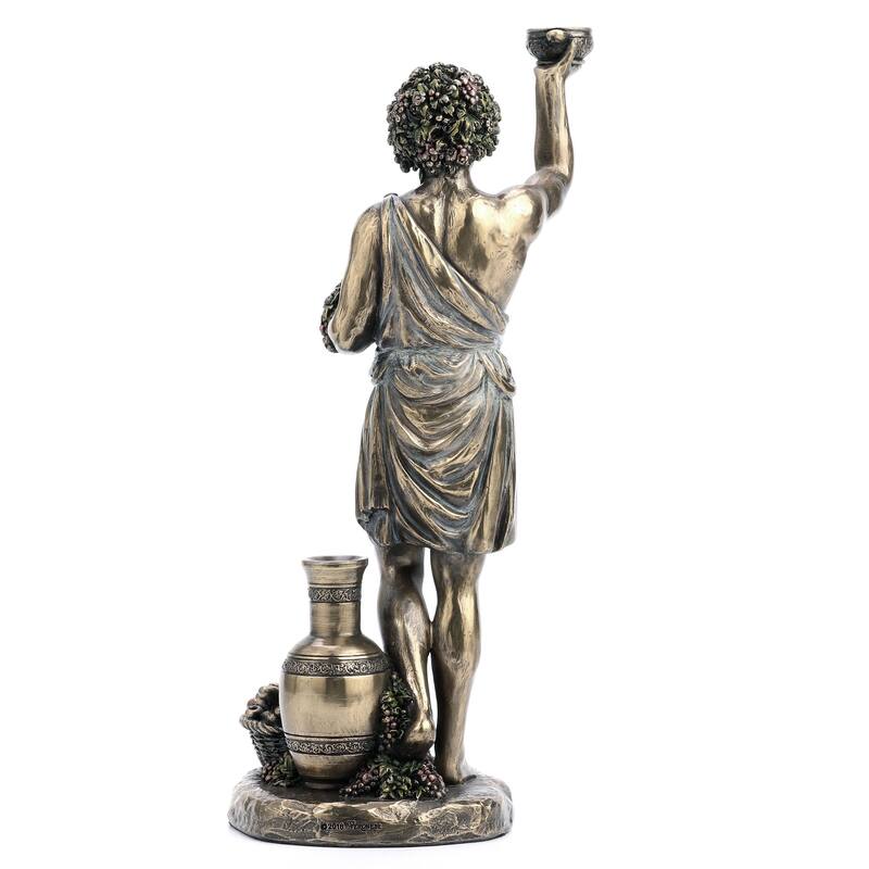 11.02" H DIONYSUS HOLDING GRAPE - GREEK GOD OF WINE Cold Cast Bronze - 3.94"x5.31"x11.02"