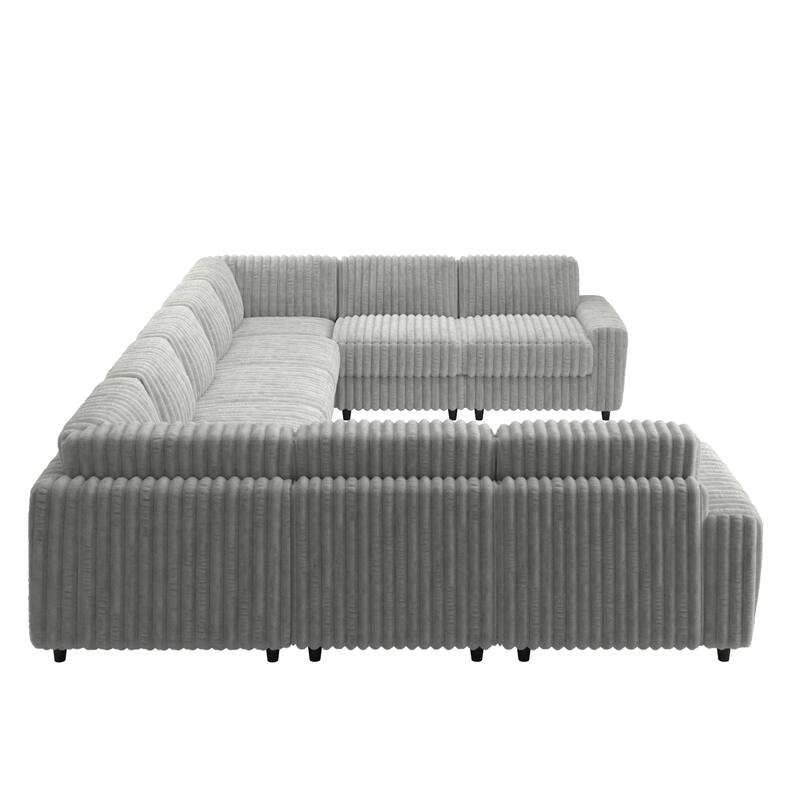 Veyron Furry Channel Fabric Down-filled 7-Seat Modular Sectional Sofa by iNSPIRE Q Modern