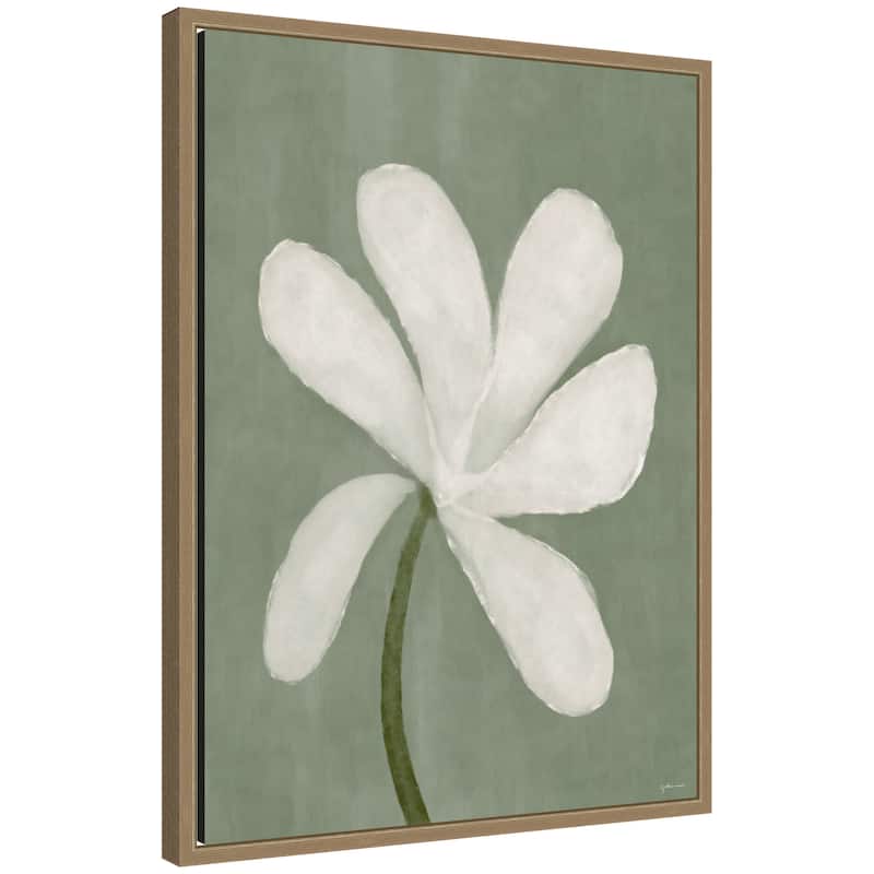 Kate and Laurel White Floral by Gabrielly Guedes Framed Canvas Wall Art Print - 18x24 - Gold