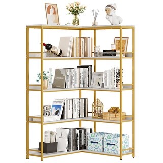 Moasis 5-Shelf Corner Bookshelf Large Modern Etagere Bookcase Display Shelf