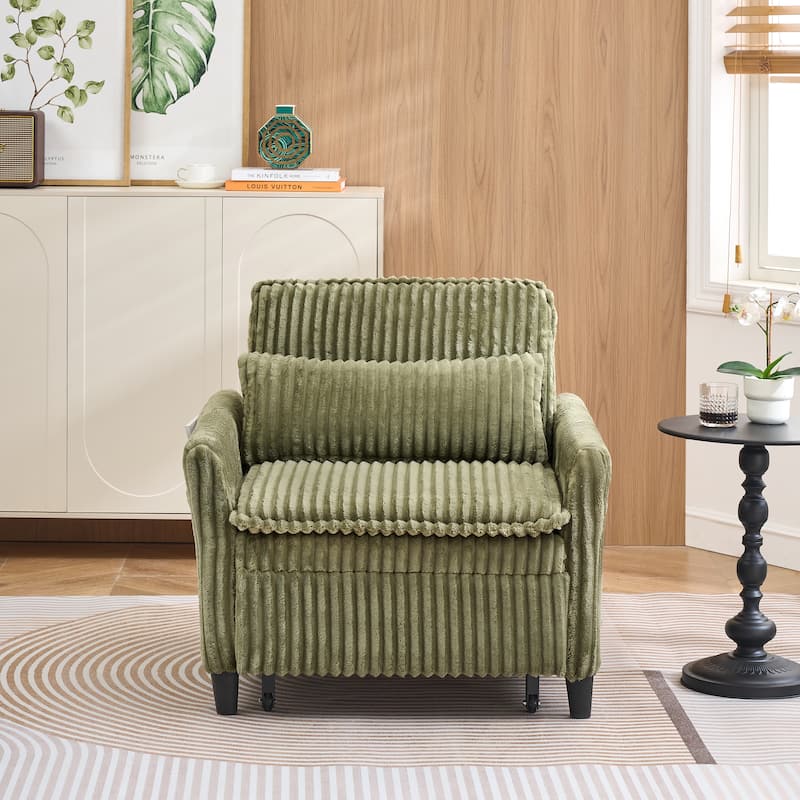 Corduroy Accent Chair Convertible Chaise Lounge, Single Sofa Chair Lounge Chair Pull-out Sleeper Sofa Bed