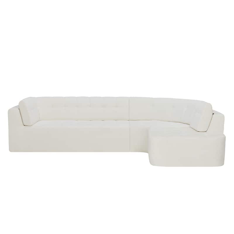 Christopher Knight Home - Modern L-Shaped Corner Sectional Sofa, Fully Upholstered Arms, Curved Right-Hand Facing, Tufted Design