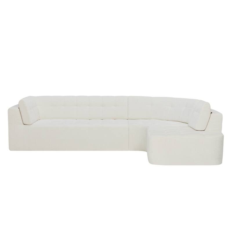 L Shaped Modern Modular Sectional Curved Sofa, Minimalist Cloud Couch Boneless Couches with Chaise