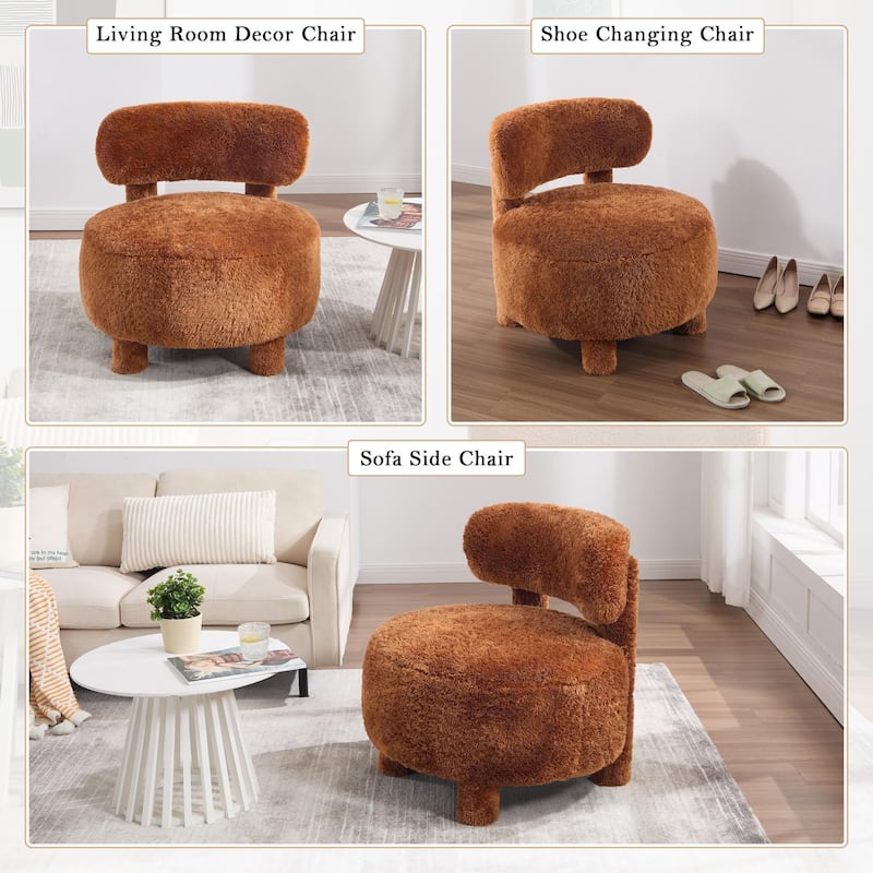 Fur Fabric Armless Accent Chair