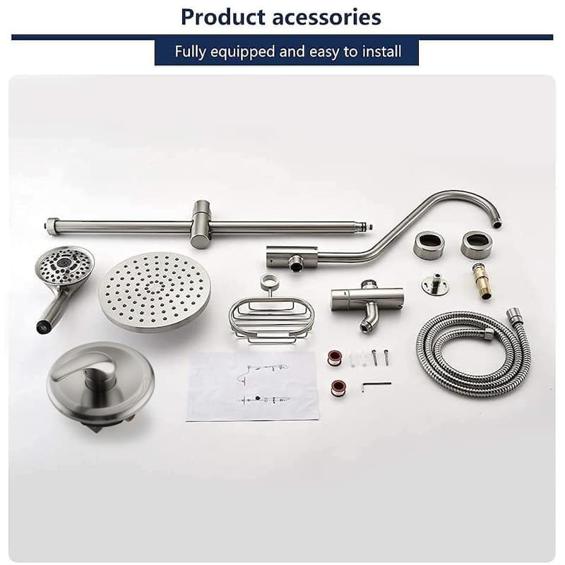 YASINU Wall-Mounted Rain Shower System with 5-Function Handheld Shower