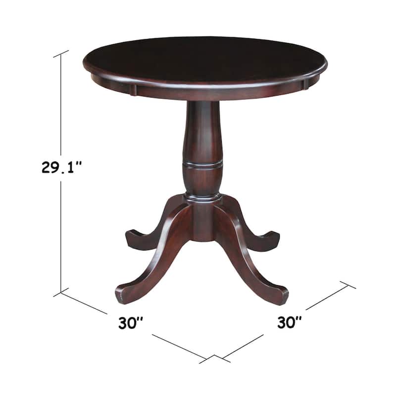 Round Pedestal Dining Table - Solid Wood Table for Kitchen, Dining Room, Breakfast Nook - 30