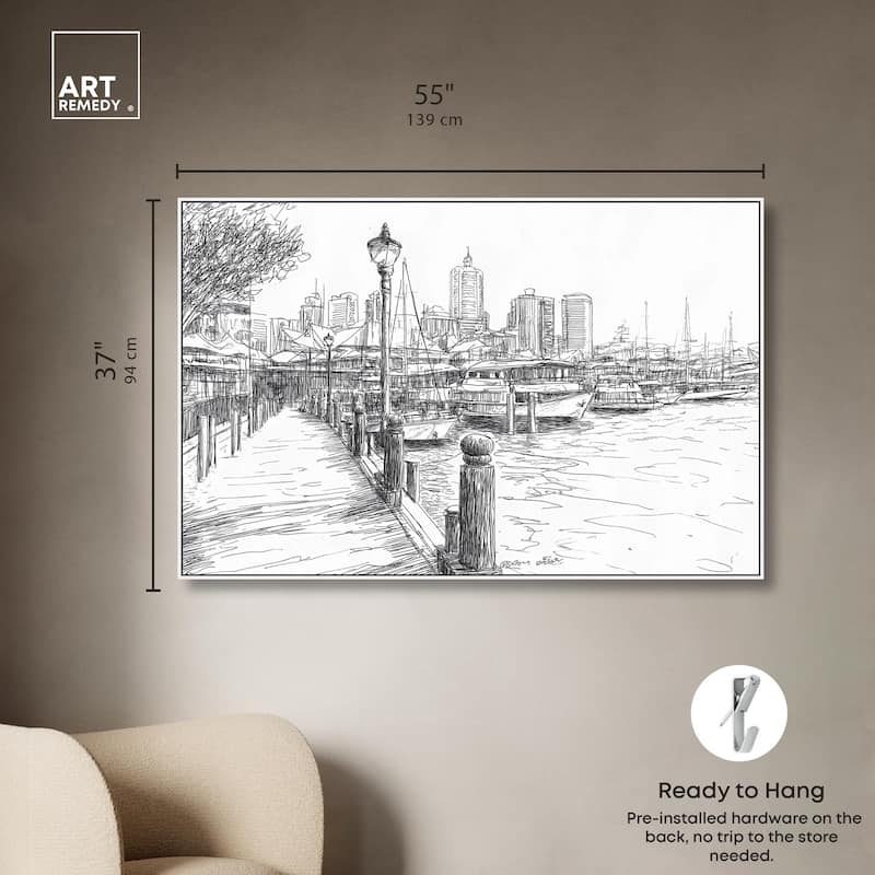 Harbour City Ink Canvas by Art Remedy