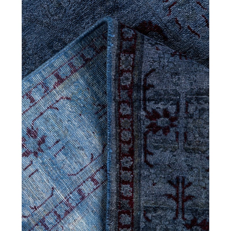 Overdyed One-of-a-Kind Hand-Knotted Runner Rug - Blue - 4' 1" x 12' 7"