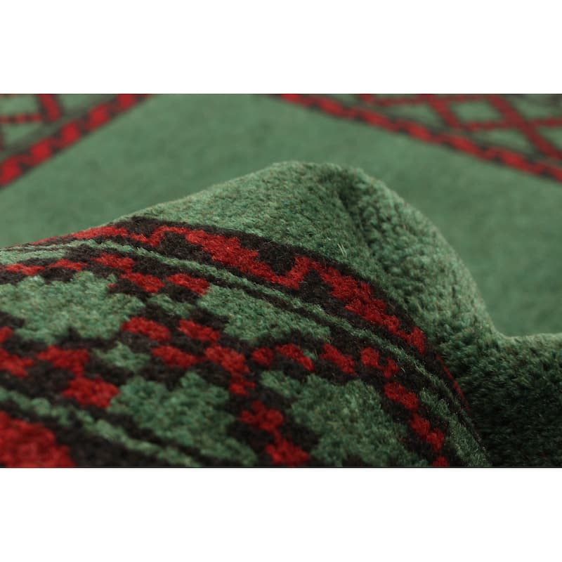 ECARPETGALLERY Hand-knotted Afghan Green Wool Rug - 3'4 x 4'9